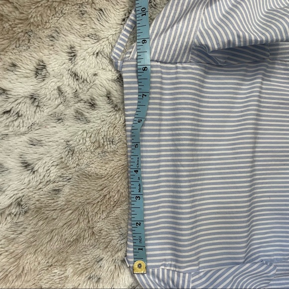 [S] Zara Trafulac Baby Blue & White Striped Fitted Cold Ruffle Shoulder Crop Top - Picture 10 of 12